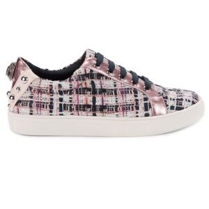 Kurt Geiger London Ludo Studded Pink Tweed Sneakers Lace-Up Shoe | EU 40 US 9.5